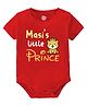 Baby Buzz 100% Cotton Half Sleeves Masis Little Prince Text Printed Onesie - Red