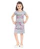 Lei-Chie Cotton Half Sleeves Typography Printed Tee With Coordinating Skirt Set - Grey