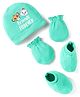Babyhug Disney Interlock Knit Cap Mittens & Booties Set With Disney Character Print Sea Green - Diameter 13 cm