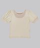 Totle Cotton Half Sleeves Solid Top - Off White