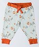 Totle Cotton Fox & Mountains Printed Joggers - Mint Green