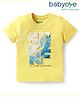Babyoye Eco Conscious 100% Cotton Knit Half Sleeves T-Shirt with Beach Theme Puff Print - Yellow