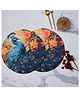 Voidrop-Set of 2 Handcrafted Round Jute Table Mat with Vibrant Peacock Design  Eco-Friendly Dining Table Placemat, Ideal for Home Decor, Heat Resistant