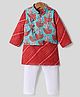 Exclusive from Jaipur Cotton Woven Full Sleeves Kurta Pyjama Set With Floral Printed Jacket - Red