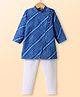 Exclusive from Jaipur Chanderi Woven Full Sleeves Striped Kurta Pajama Set - Blue