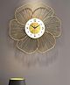 RIZIK STORE White Gold Handmade Metal Wall Clock  Wire Design, Silent Ticking, Decorative Wall Hanging Clock for Bedroom, Living Room, Dining Room, and Hallway - Golden