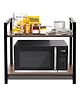 RIZIK STORE 2-Tier Metal & Wooden Microwave Oven Stand - Multipurpose Extra Storage for Kitchen, Coffee Bar, Countertop, Bathroom (Design 1)