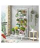 RIZIK STORE 3-Tier Metal Plant Stand  Rust Proof, Tall Ladder Flower Pot Holder for Indoor & Outdoor Balcony, Living Room Display (White (Pack of 1))