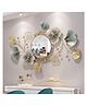 RIZIK STORE Iron Metal Fancy Decorative Clear Image Wall Mount Floral Wall Mirror With Hook For Hanging On Wall For Bedroom, Vanity, Makeup, Bathroom (Floral Gold Blue, Rectangular)