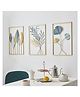 RIZIK STORE Metal Abstract Figure handcrafted Wall Sculpture wall art multicolor for Home Decoration, Living room, drawing room & Bedroom (Multi set of 3) (Gold & Blue)
