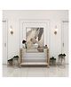 RIZIK STORE Iron Metal with Engineered Wooden top Console Table/end Table for Entry Way Behind Sofa, Living Room, Dining Room, Office, Home Decor Gold and White Marble Look (White Gold)
