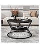 RIZIK STORE Metal Base Handmade Round Coffee/Nesting/Side/Center Table With Marble Finish Wooden White Top For Living Room/Drawing Room/Balcony Gold (Black)