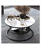 RIZIK STORE Metal Base Handmade Round Coffee/Nesting/Side/Center Table With Marble Finish Wooden White Top For Living Room/Drawing Room/Balcony Gold (Black & White)