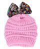 Tipy Tipy Tap Sequins Embellished Bow Designed Cap - Pink-  Diameter 30 Cms