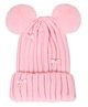 Tipy Tipy Tap Pearls Embellished Bow & Pom Pom Designed Cap - Pink-  Diameter 30 Cms