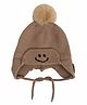 Tipy Tipy Tap Smiley Embroidered Pompom Embellished Cap - Brown