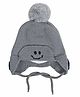 Tipy Tipy Tap Smiley Embroidered Pompom Embellished Cap - Grey