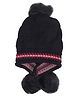 Tipy Tipy Tap Pompom Embellished Abstract Designed Beanie Cap - Black-  Diameter 40 Cms