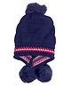 Tipy Tipy Tap Pompom Embellished Abstract Designed Beanie Cap - Blue-  Diameter 40 Cms