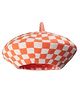 Tipy Tipy Tap Checked Beret Hat - Orange-  Diameter 42 Cms
