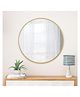 RIZIK STORE Iron Decorative Round Wall Mirror  HD Clear Image with Hook for Hanging, Perfect for Bedroom, Home Décor, Vanity, Makeup, Wash Basin (Gold (16 Inch))