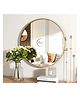 RIZIK STORE Iron Metal Decorative HD Clear Image Wall Mount Round Wall Mirror with Hook for Hanging on Wall for Bedroom, Home Decor, wash Basin, Vanity, Makeup, Bathroom (framed, Gold 24
