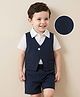 Mark & Mia Cotton Half Sleeves 3 Piece Party Suit -  Navy Blue & White