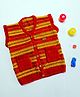 Shilpshakti Sleeveless Striped Handmade Cardigan - Red & Yellow
