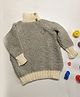 Shilpshakti Full Sleeves Colour Blocked Handmade Sweater - Off White & Light Grey