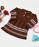 Shilpshakti Full Sleeves Abstract Designed Handmade Dress - Brown & White