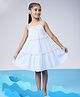 MASTARANG Cotton Pom Pom Lace Embellished Flared Dress - Blue