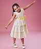 MASTARANG Cotton Sleeveless Bow Applique Detailed & Polka Dots Printed Dress - Yellow