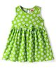 Babyhug Single Jersey Knit Sleeveless Frock with Floral Print & Bow Applique - Green