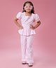 MASTARANG Half Puffed Sleeves Abstract Foil Printed Coordinating Top & Pant Set - Pink
