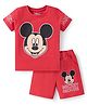 Babyhug Disney  Single Jersey Knit Half Sleeves T-Shirt & Shorts Set with Mickey Mouse Graphics - Red