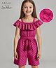 Arias Cotton Woven Cold Shoulder Schiffli Jumpsuit - Dark Pink