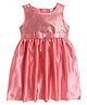 Funshine Satin Sleeveless Sequins Embellished Dress With Bow Applique Detailed Attched Belt - Peach
