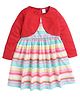Funshine Cotton Full Sleeves Striped A Line Dress - Red