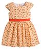 Funshine Cotton Cap Sleeves Floral Printed Dress - Orange