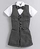 Jeet Ethnics Half Sleeves 3 Piece Striped Coordinating Party Suit Set With Bow - Black