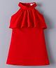 Mark & Mia Sleeveless Solid Dress With Halter Neck & Bow Applique - Red