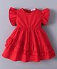 Mark & Mia Cotton Frill Sleeves Frock with Frill Detailing - Red