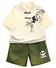 Little Surprise Box Half Sleeves Panda Printed Tee & Shorts Set - Green