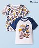 Honeyhap Premium 100% Cotton Knit With Bio Finish Half Raglan Sleeves T-Shirts With Sport Theme Print Pack of 2 - Limogoges & Bright White