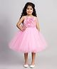 Toy Balloon Kids Net Sleeveless Floral Appilque Detailed Dress - Pink