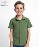 Arias Cotton Schiffli Woven Half Sleeves Shirt - Olive Green