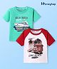 Honeyhap Premium 100% Cotton Knit With Bio Finish Half Sleeves T-Shirts With Beach Theme Print Pack of 2 - Mint Leaf Barbados Cherry Bright White