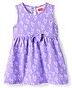Babyhug Single Jersey Knit Sleeveless Frock With Heart Print & Bow Applique - Lilac