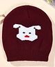 Little Palz Woollen Puppy Printed Cap - Maroon-  Diameter 36 Cms