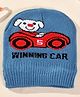 Little Palz Woollen Dog & Car Printed Cap - Blue-  Diameter 36 Cms